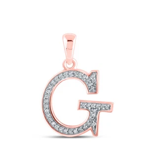 Colgante de oro rosa de 10 quilates con inicial de diamante redondo letra G para mujer 1/12 Cttw - Imagen 1 de 1