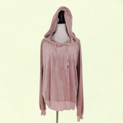 Pam & Gela Velour Velvet Hoodie Sweatshirt L Rose Pink - Image 1 of 4