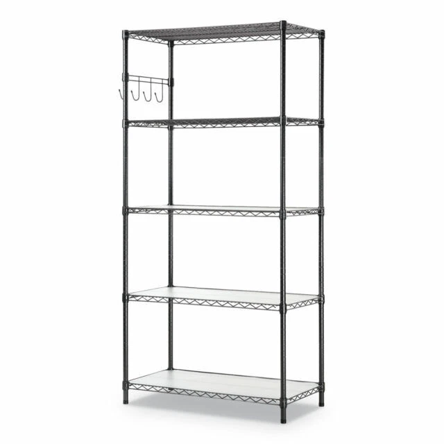 Alera ALESW653618BA 5-Shelf Wire Shelving Kit 36W x 18D x 72H Black