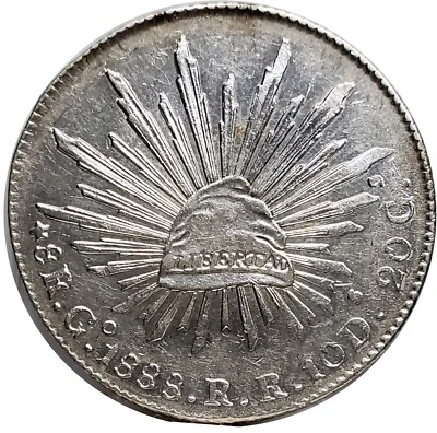 Rara - Moneda Guanajuato de Plata 1888 GO RR MEXICO 8 Reales #0279 Foto 1 de 4
