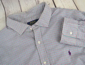 POLO RALPH LAUREN Herren Langarm Hemd mit Knopfleiste GR XXL lila türkis kariert - Bild 1 von 6