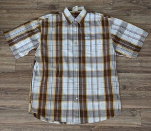 VTG Y2K G-Unit 50 Cent Hip Hop Mens Brown Yellow Plaid SS Button Up Shirt - 2XL  - Picture 1 of 13