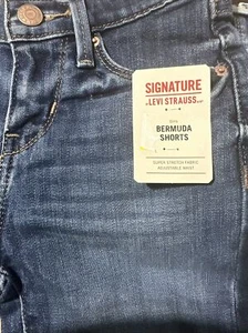 Signature by Levi Strauss & Co Girls Roll Cuff Denim Jean Bermuda Shorts Size 7 - Picture 1 of 2