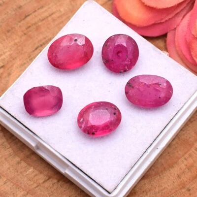 5 Pcs Natural Mozambique Ruby 10mm-12mm Faceted Cut Huge Loose Gemstones Lot - Image 1 of 4