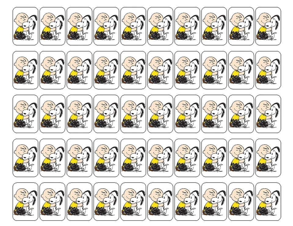 50 sellos/etiquetas/pegatinas de sobre Snoopy Charlie Brown Hug, 1" x 1,5" Foto 1 de 1