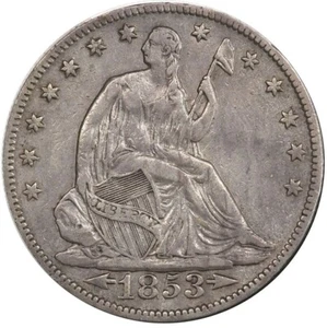 USA New Orleans Mint Silver Seated Liberty Half 1853-O Rays WB-21 PCGS VF Det. - Picture 1 of 4