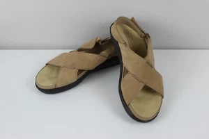 Rockport Taupe Strappy Criss-Cross Leather Slingback Comfort Sandals Size 7.5 - Picture 1 of 7