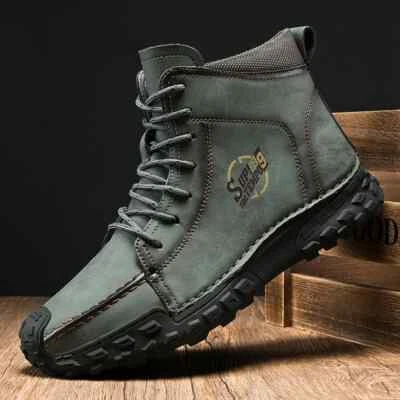 Hombres Cuero Botines Cálidos Invierno Impermeables Informales Zapatos Mocasines de Parte Superior Alta Foto 1 de 4