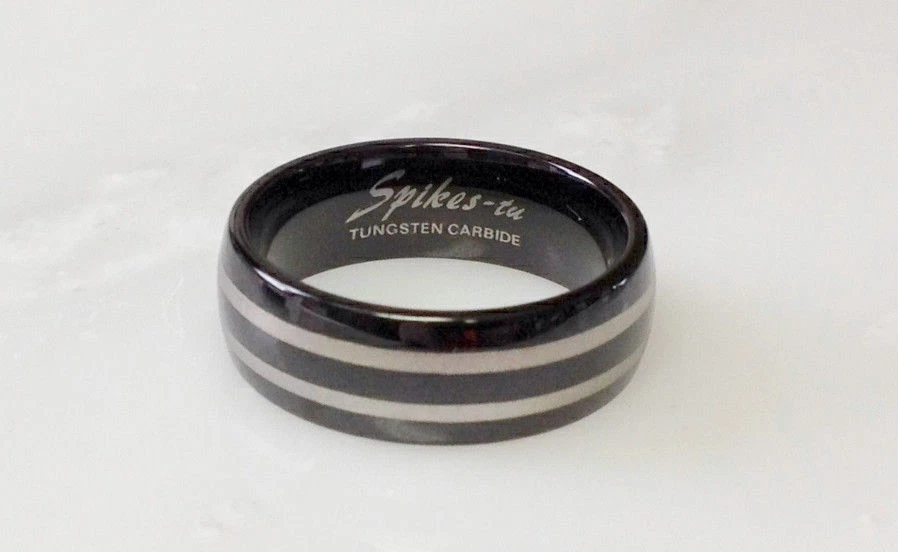 Anillo de boda de tungsteno a doble raya enchapado en iones negros tamaño 9,10,11,12,13 (f85) Foto 1 de 1