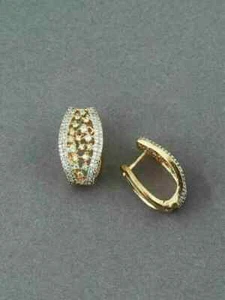 2 Ct Round Cut Lab-Created Diamond Huggie Hoop Earrings 14K Yellow Gold Plated - Picture 1 of 4