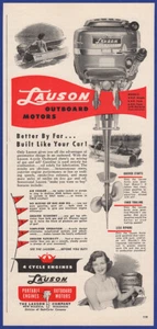 Vintage 1954 LAUSON Outboard Motors Boating Ephemera 1950's Print Ad - Picture 1 of 1