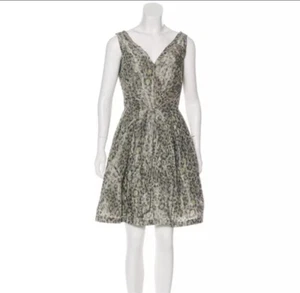 Z Spoke By Zac Posen Kleid 8 Fit & Flare Animal Print Plissee Cocktail Sommer - Bild 1 von 8