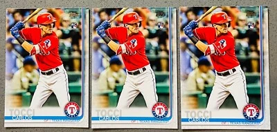 3x Lot 2019 Topps Series 2 Baseball #649 Carlos Tocci Base Rookie RC Rangers - Image 1 of 2