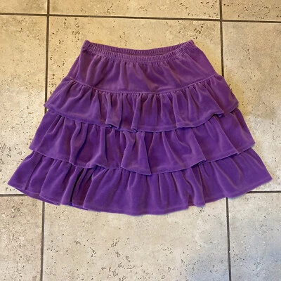 Falda Hanna Andersson Niñas 150 12 14 Terciopelo Niveles Volantes Púrpura Cintura Elástica Foto 1 de 4