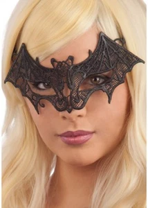 SCHWARZE SPITZE FLEDERMAUS MASKE MASKENBALL HALLOWEEN GOTHIC KOSTÜM ACCESSOIRE - Bild 1 von 7