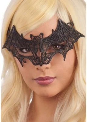 THE RUBBER PLANTATION TM BLACK LACE BAT MASK MASQUERADE BALL HALLOWEEN GOTHIC FANCY DRESS ACCESSORY