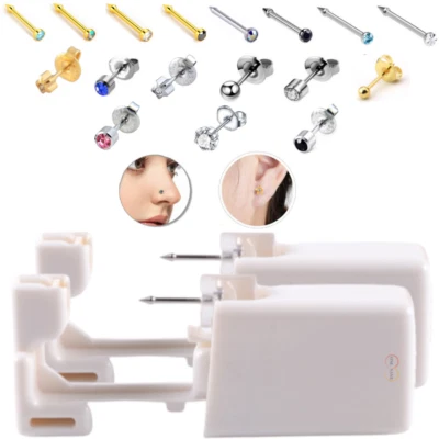 Disposable Nose Ear Piercing Unit Earring Gun Kit DIY Home Piercer Pierce Stud - Image 1 of 4