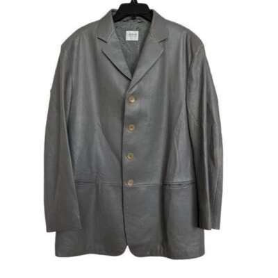 Chaqueta de piel de cordero napa gris vintage Armani Collezioni para hombre talla 46 Foto 1 de 4