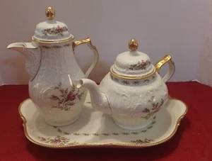 ROSENTHAL SANSSOUCI BARBARA Rose Garland Gold Rim TEAPOT & COFFEE POT ONLY NEW! - Picture 1 of 15