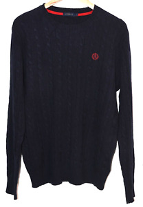 Henri Lloyd Cable Knit Wool Sweater Navy Blue Size L