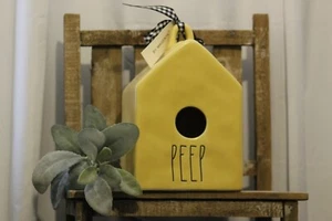 Rae Dunn Yellow PEEP Easter Square Birdhouse Spring Artisan Collection Magenta - Picture 1 of 6