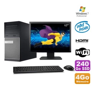 Lot PC Tour DELL 3010 MT G2020 Graveur 4Go 240Go SSD HDMI Wifi W7 + Ecran 17" - Photo 1/1