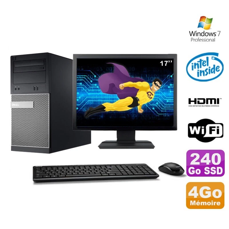 Lote PC tour DELL 3010 MT G2020 Grabador 4Go 240Go SSD HDMI Wifi W7 + LCD 17" - Imagen 1 de 1
