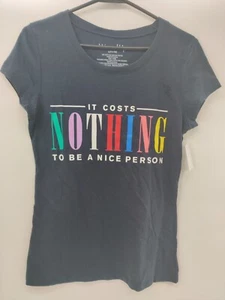 Damen T-Shirt Größe L Es kostet nichts, eine schöne Person zu sein blau - Bild 1 von 4