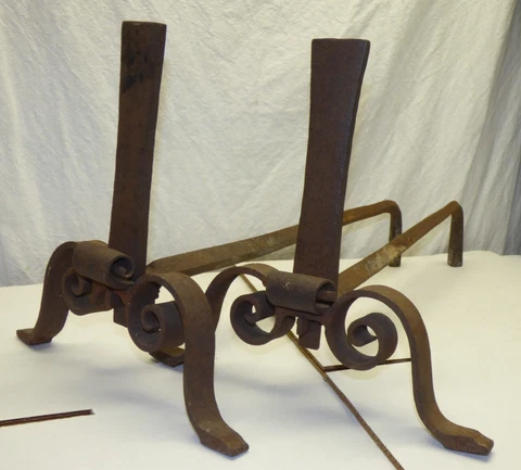 Wrought Iron Fireplace Andirons Fire Dogs Lathrop House OH Underground Railroad Cover
