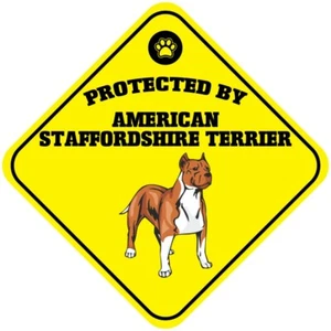 Crossing Sign Protected by American Staffordshire Terrier Dog Cross Xing Metal - Bild 1 von 4