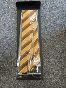 Mens Tie Giorgio Redalli Brown and Gold Striped - Picture 1 of 3