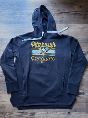 Pittsburgh Penguins Sudadera con Capucha Para Mujer L CCM Pullover Sudadera Negra Con Capucha Plumas Foto 1 de 4