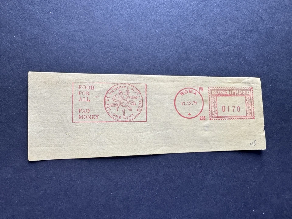 Italy 1977 United Nations Thematic Meter Cut-Piece(08) +FAO =Food For All +Penny - Image 1 of 1