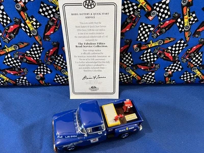 1:43 Matchbox 1956 Chevy 3100 Mobil Battery & Quick Start  Fifties Road Service - Image 1 of 4