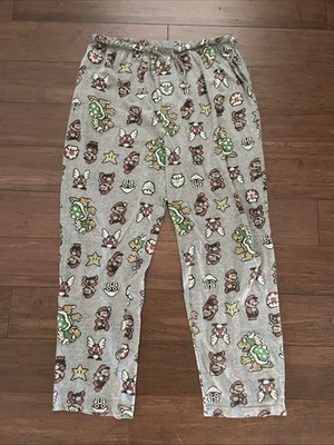 Nintendo Super Mario Bros 3 Pijama Salón Dormir Pantalones Gris 8 bits Talla Grande Foto 1 de 4