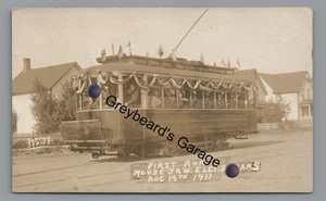 RPPC First Trolley Run! MOOSE JAW SK Saskatchewan Canada Real Photo Postcard - Picture 1 of 2