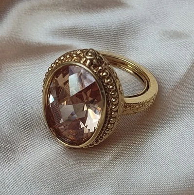 ¿Topacio firmado "NV"? ANILLO CÓCTEL Ajustable 6 7 8 Enorme Piedra Cena Elegante  Foto 1 de 4