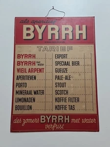 Tres Rare Carton Tarief Byrrh - Picture 1 of 2
