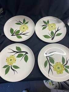 (4) Stetson Potteries 9-5/8" Dinner Plates Joni  Dixie Dogwood 1960's Excellent - Picture 1 of 8