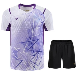 Summer Men's Table Tennis Badminton T-shirts + Shorts Suit Sports Set 6577 - Picture 1 of 16