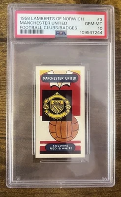 1958 Lamberts of Norwich clubes de fútbol insignias #3 Manchester United PSA 10 POP 1 Foto 1 de 2