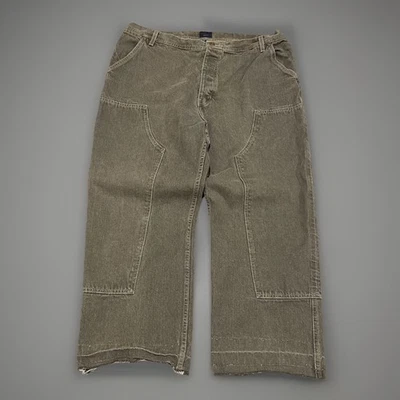 Редкие 90-х Tommy Hilfiger мужской серо-коричневый двойной колена необработанный кромки мешковатые джинсы подходит 40 - Изображение 1 из 4