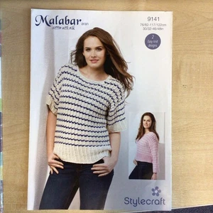 Stylecraft Malabar Aran Ladies Sweater/Tee Knitting Pattern Sizes 30-48” 9141 - Picture 1 of 3