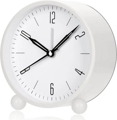 Alarm Clock, Super Silent Non Ticking Small Clock with Night Light, White  - Image 1 of 4