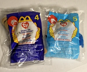 ❤️ NEW 1997 TY Beanie Baby McDonalds "Spunky" + "Rocket" Plush w/ Tag IN... - Picture 1 of 6