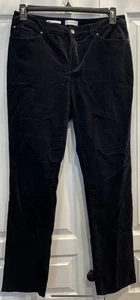 Charter Club Womens 10 Corduroy Straight-Leg Tummy Slimming Pants Deep Black - Picture 1 of 7