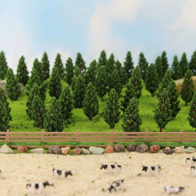 50pcs Model Pine Trees Green 1:150 For N Scale Railway Layout 5cm Plastic S5818 - Image 1 of 4