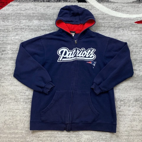 New England Patriots Sweater Boys Large Red Blue Zip Hoodie NFL Football Youth Cover