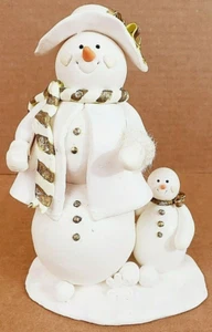 Snow Lady and Baby Cream and Gold Base Plaster 6 3/4" x 5" x 3" - Picture 1 of 7