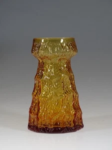 Vintage niederländische oder deutsche Glas Bernstein Rindenmotiv Birne Zwang Vase um 1965 - Bild 1 von 5